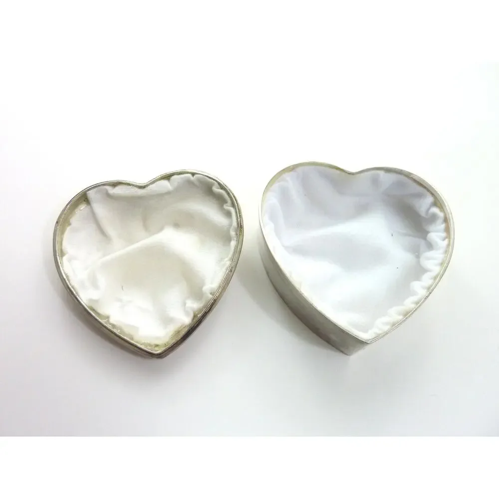 Valentine Steel silver Trinket Jewelry candy Heart Shaped Box with Metal Bow